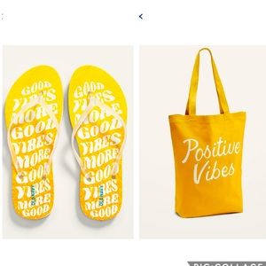 Beach ready Bundle! Canvas Tote & flip flops sz 7